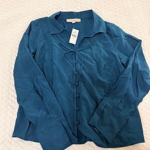 LOFT Teal Button-Up Shirt
